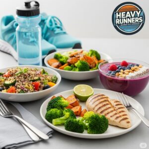 Alimentación para corredores principiantes: mesa con comida saludable y energizante para entrenar