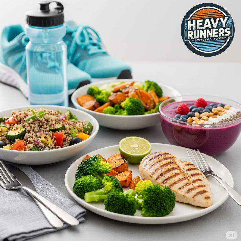 Alimentación para corredores principiantes: mesa con comida saludable y energizante para entrenar